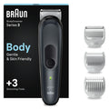 Bodygroomer Series 3, Elektrischer Körperrasierer Herren mit 3 Zubehörteile, BG3340, Schwarz/Grau by Barttio