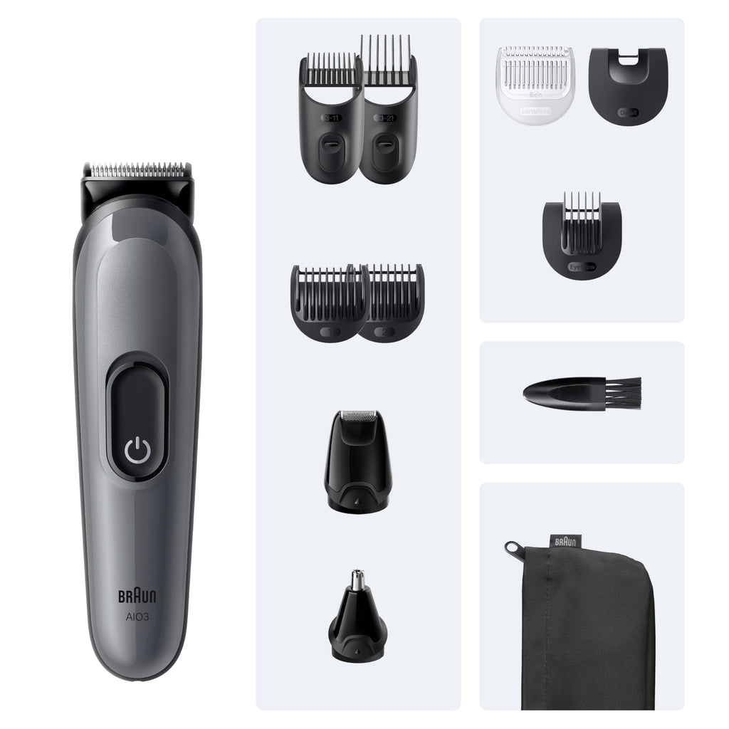 All-in-One Trimmer-Set 3, 11-in-1 Multigroom, Barttrimmer, Nasenhaartrimmer, AIO3565, Grau by Barttio