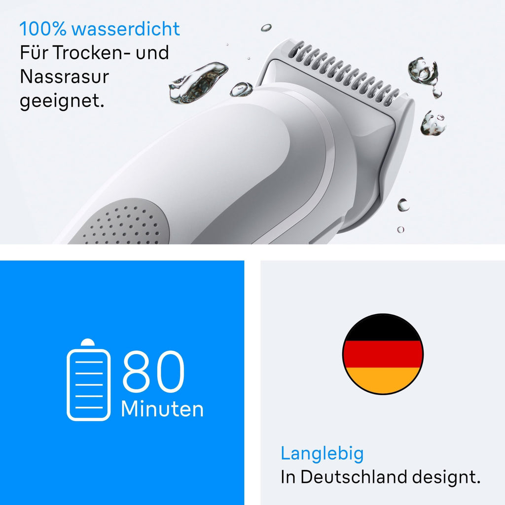 Bodygroomer Series 3, Elektrischer Körperrasierer Herren mit 3 Zubehörteile, BG3530, Grau by Barttio