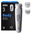 Bodygroomer Series 3, Elektrischer Körperrasierer Herren mit 3 Zubehörteile, BG3530, Grau by Barttio