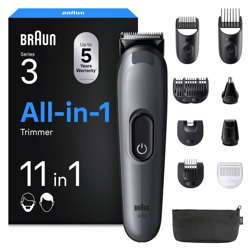All-in-One Trimmer-Set 3, 11-in-1 Multigroom, Barttrimmer, Nasenhaartrimmer, AIO3565, Grau by Barttio