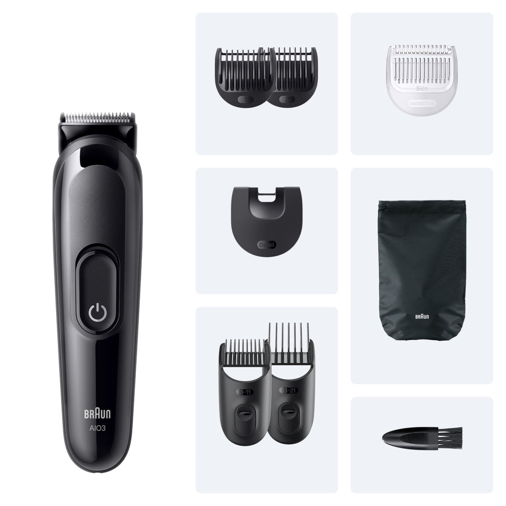 All-In-One Trimmer-Set 3, 6-in-1 Multigroom, Barttrimmer, MGK3420, Schwarz by Barttio