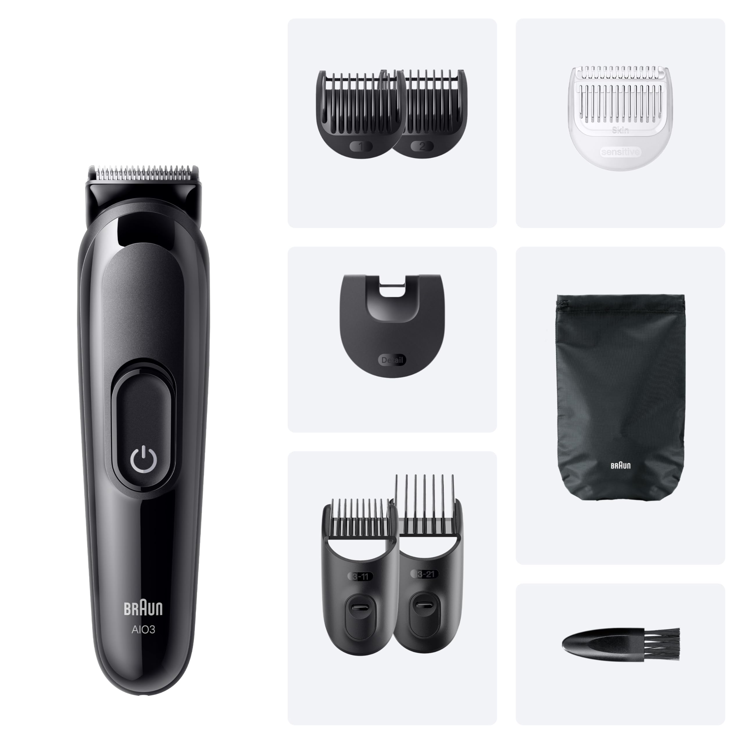 All-In-One Trimmer-Set 3, 6-in-1 Multigroom, Barttrimmer, MGK3420, Schwarz by Barttio