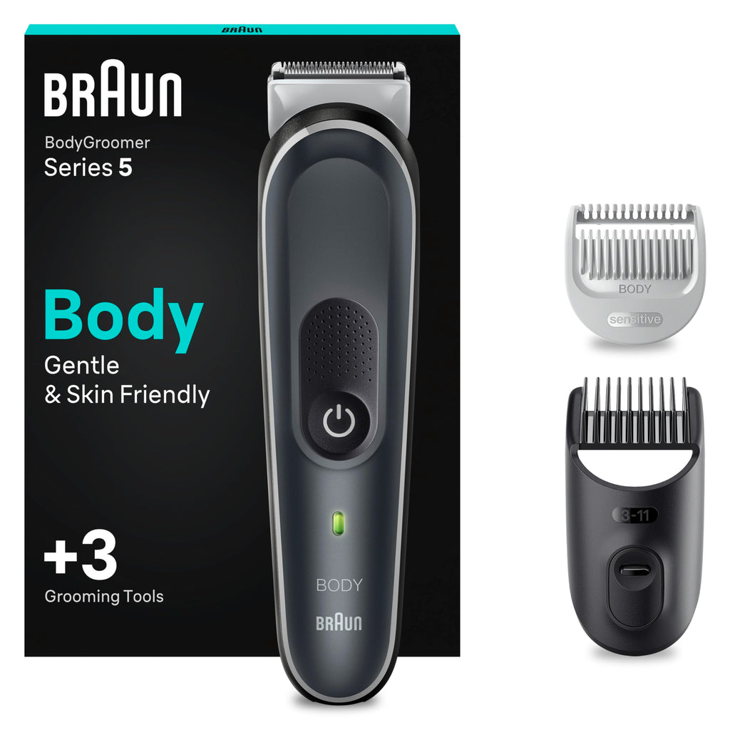 Bodygroomer Series 5, Elektrischer Körperrasierer Herren mit 3 Zubehörteile, BG5350, Grau by Barttio