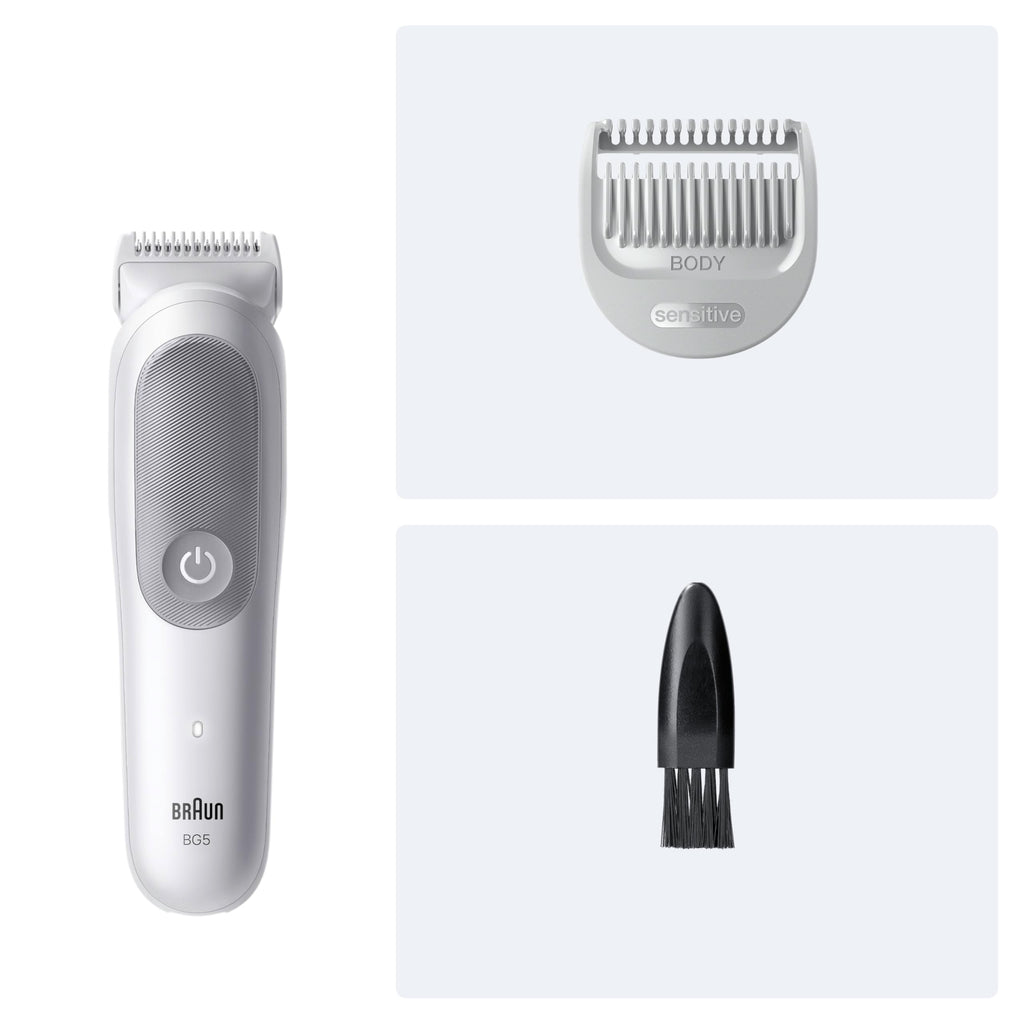 Bodygroomer Series 5, Elektrischer Körperrasierer Herren mit 2 Zubehörteile, BG5500, Grau by Barttio