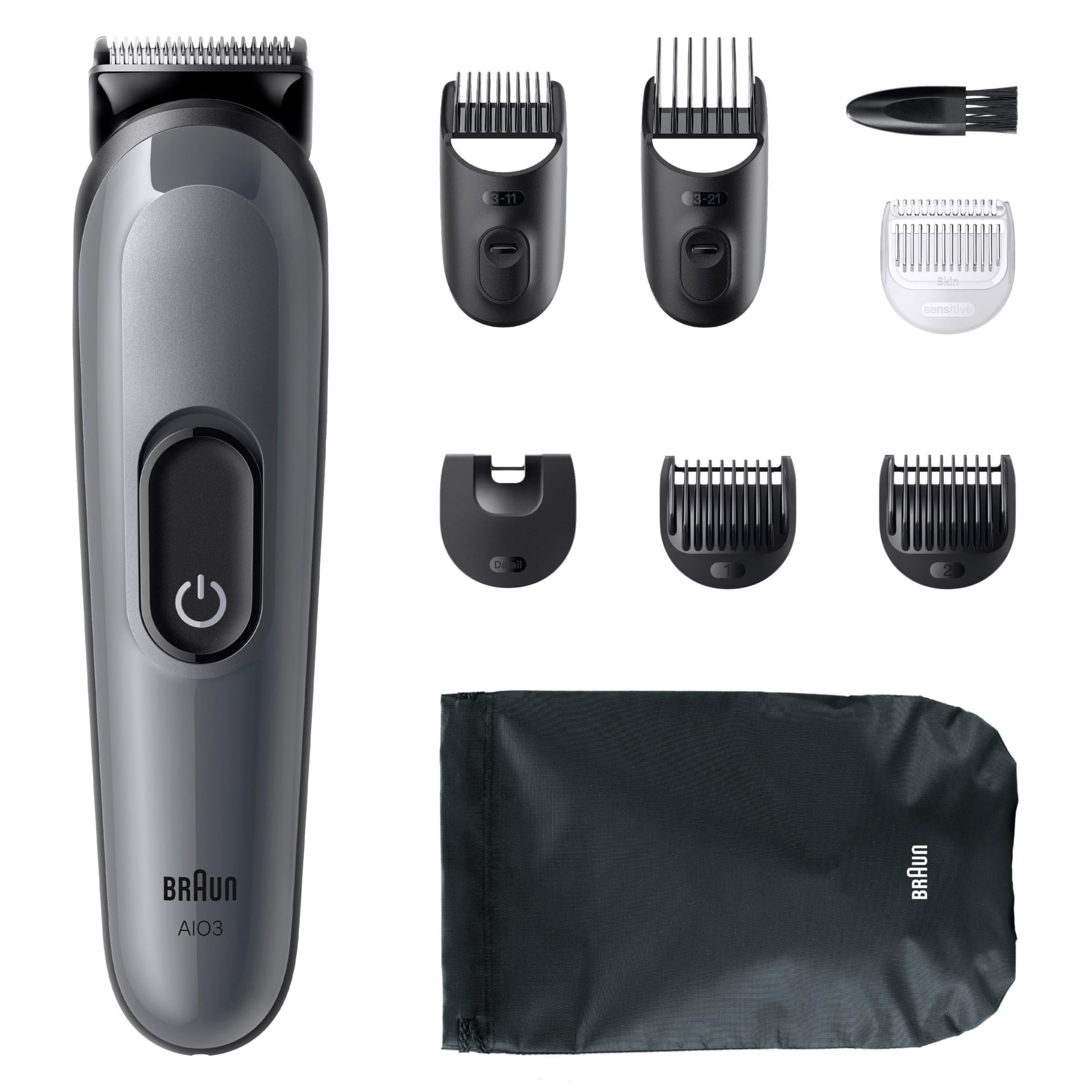 All-in-One Trimmer-Set 3, 8-in-1 Multigroom, Barttrimmer, AIO3540, Grau by Barttio