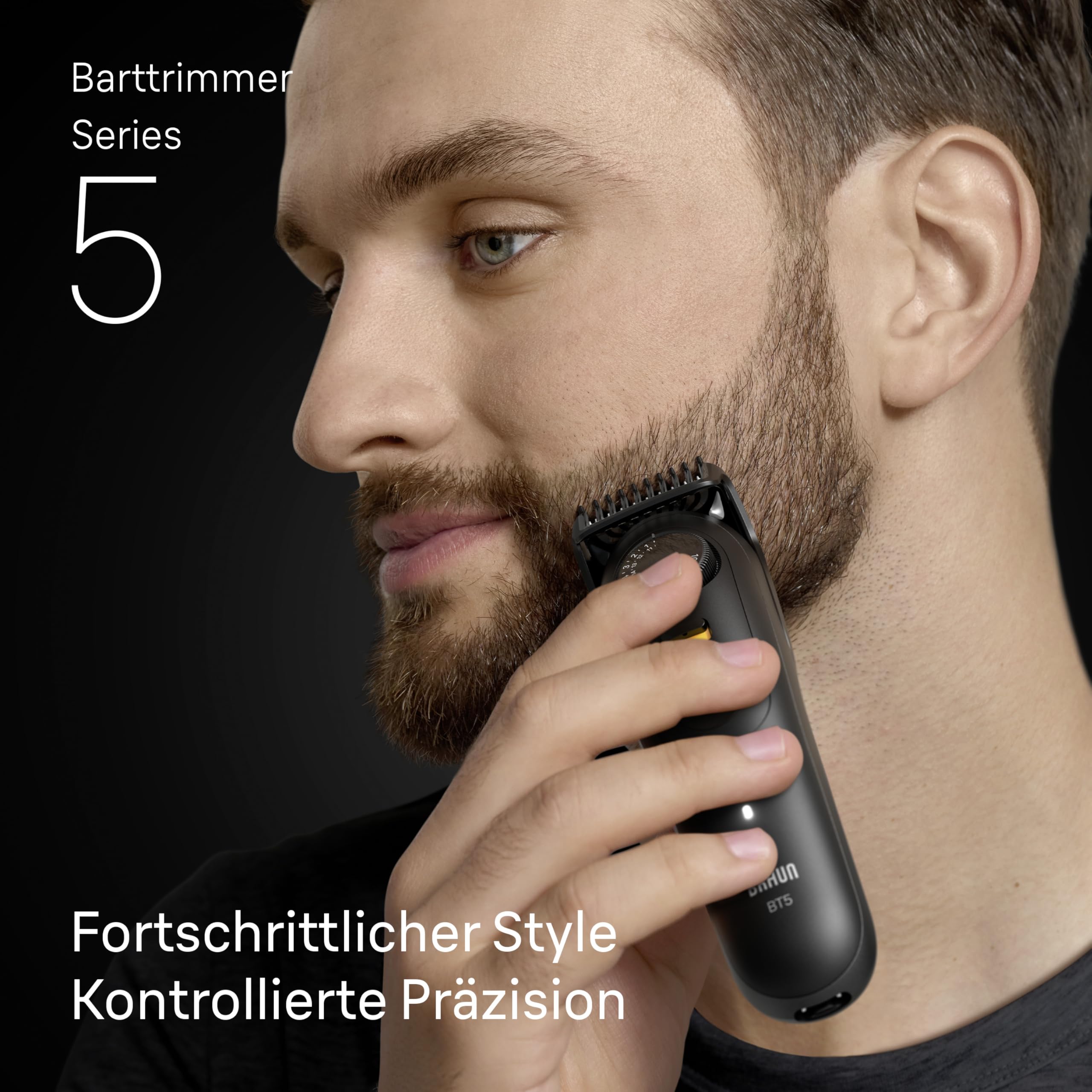 Barttrimmer Series 5, Elektrischer Bartschneider Herren mit 4 Zubehörteile, Ultrascharfe Klinge, BT5520, Schwarz by Barttio