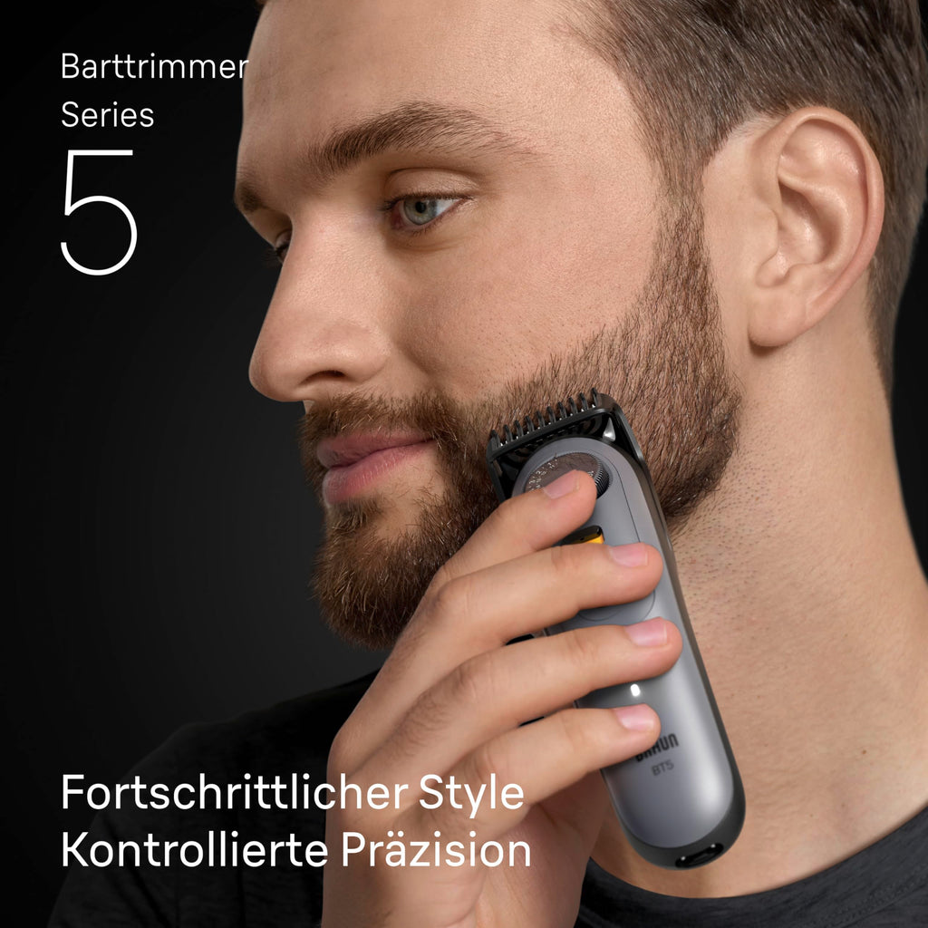 Barttrimmer Series 5, Elektrischer Bartschneider Herren mit 5 Zubehörteile, Ultrascharfe Klinge, BT5525, Grau by Barttio