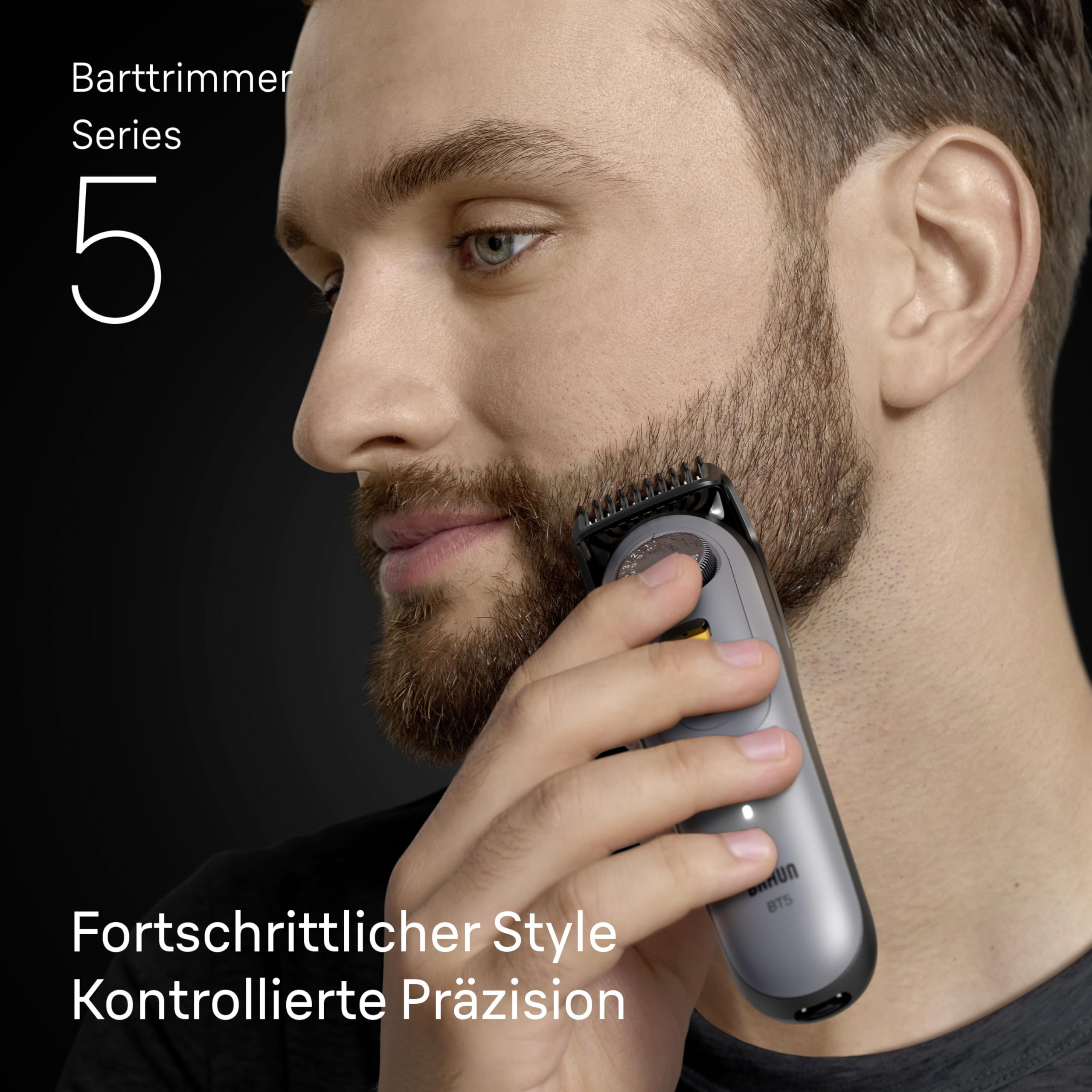 Barttrimmer Series 5, Elektrischer Bartschneider Herren mit 5 Zubehörteile, Ultrascharfe Klinge, BT5525, Grau by Barttio