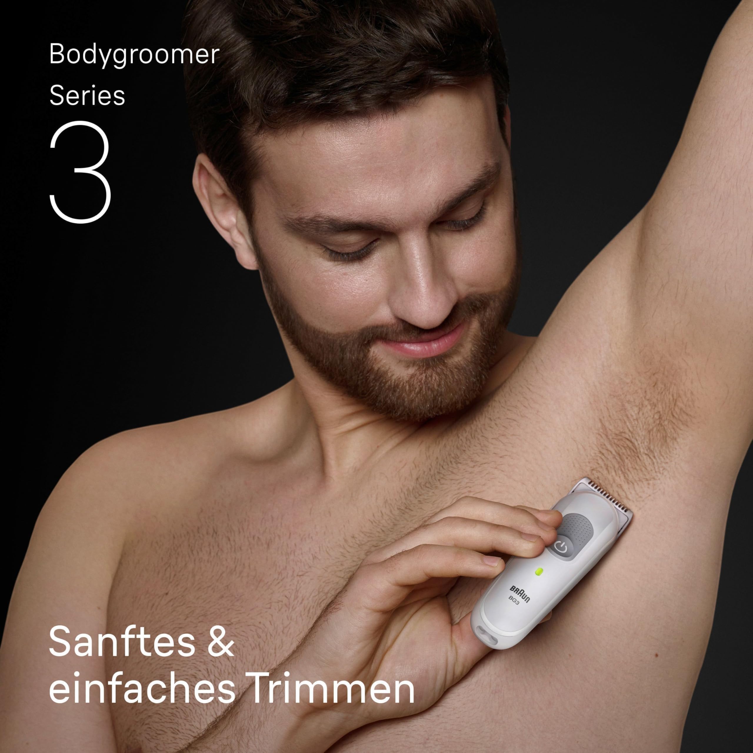 Bodygroomer Series 3, Elektrischer Körperrasierer Herren mit 3 Zubehörteile, BG3530, Grau by Barttio