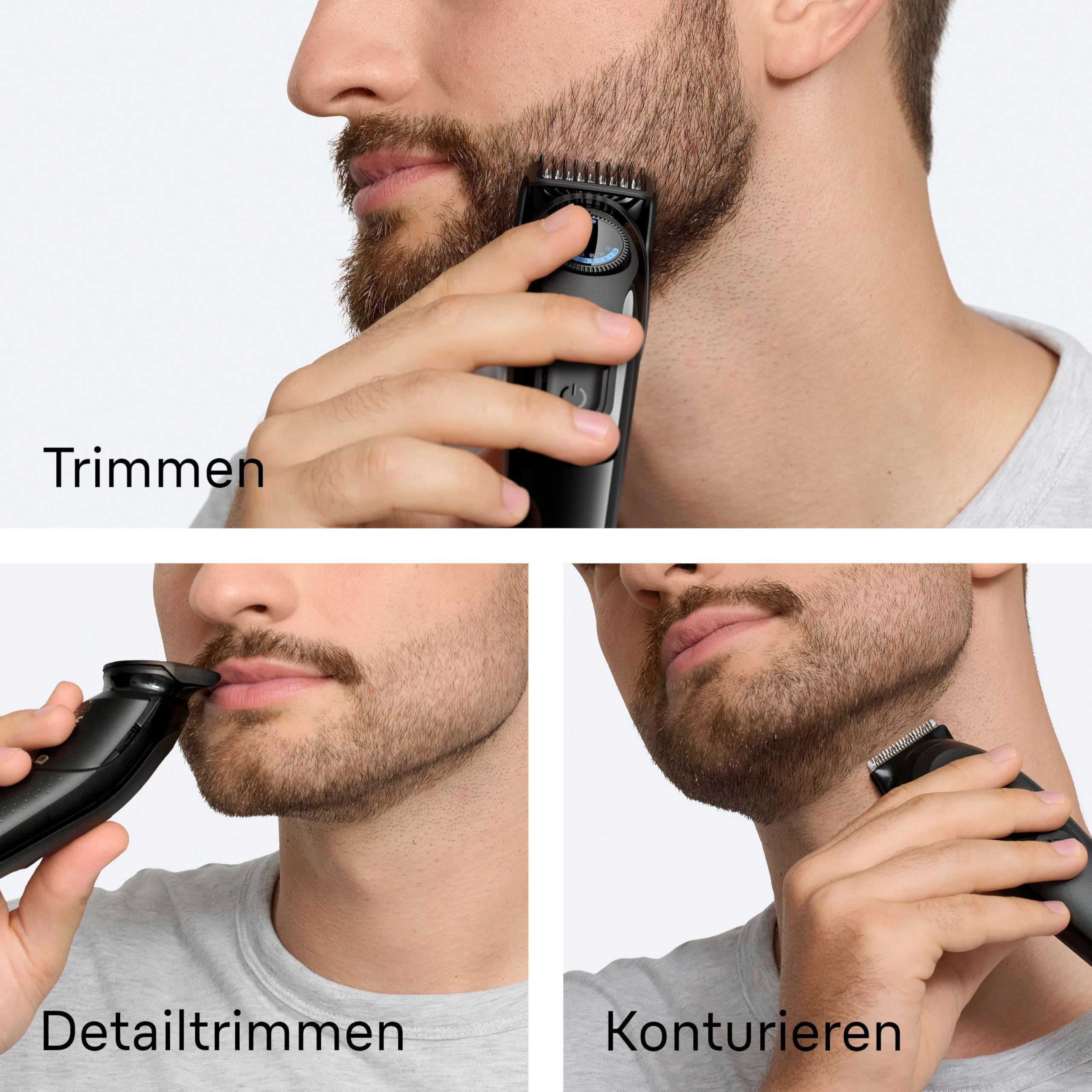 Barttrimmer Series 3, Elektrischer Bartschneider Herren, 6 Zubehörteile, BT3565, Schwarz/Blau by Barttio