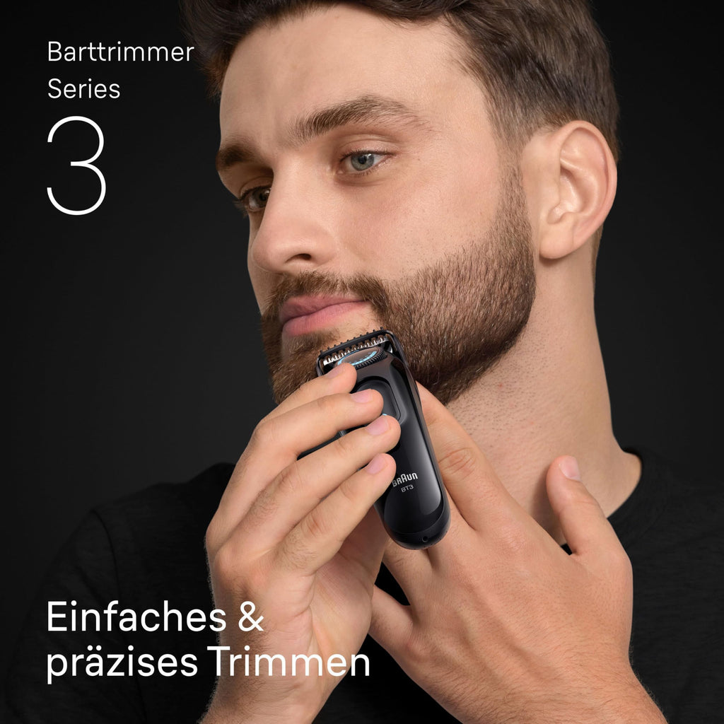 Barttrimmer Series 3, Elektrischer Bartschneider Herren mit 3 Zubehörteile, Ultrascharfe Klinge, BT3520, Schwarz by Barttio