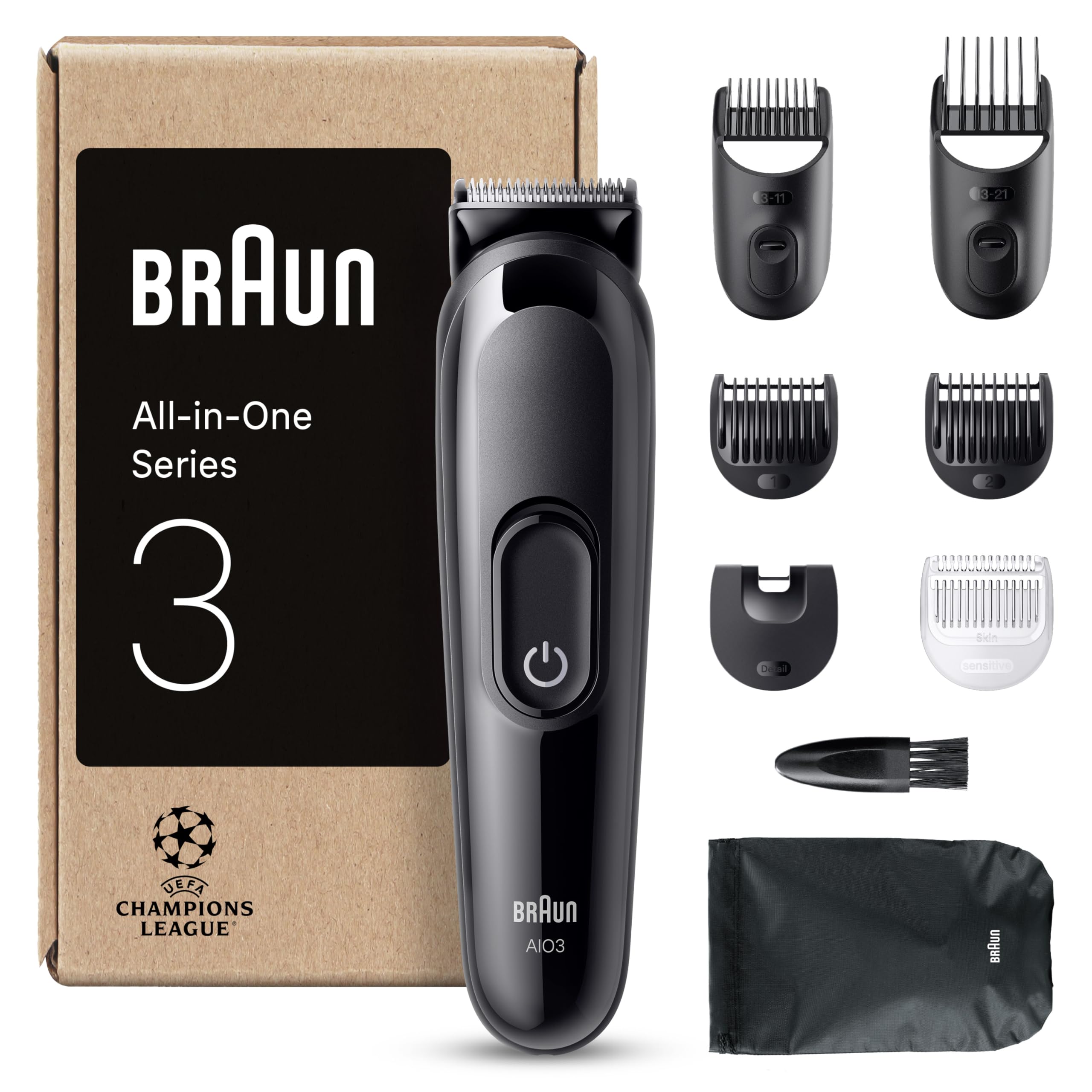 All-In-One Trimmer-Set 3, 6-in-1 Multigroom, Barttrimmer, MGK3420, Schwarz by Barttio