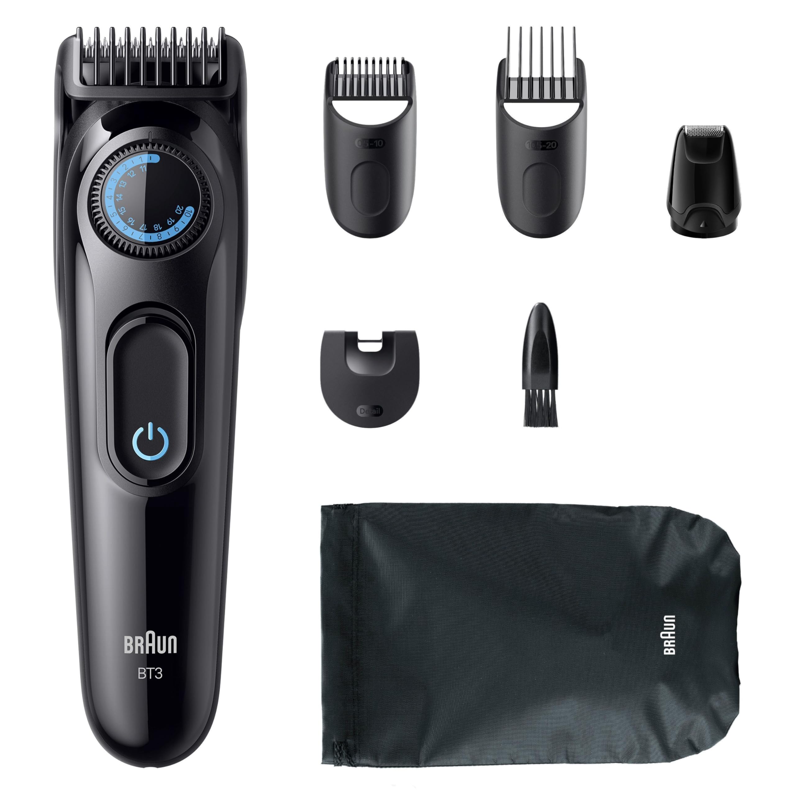 Barttrimmer Series 3, Elektrischer Bartschneider Herren, 6 Zubehörteile, BT3565, Schwarz/Blau by Barttio