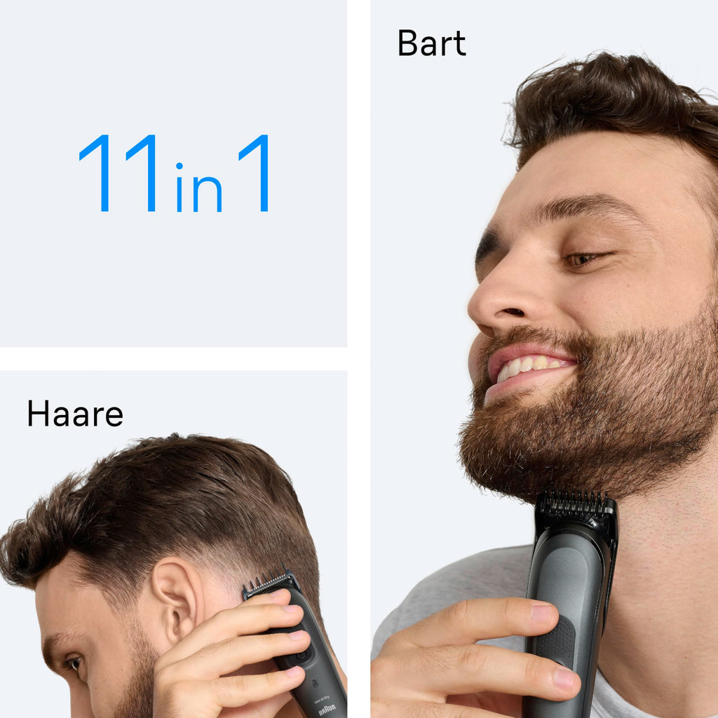 All-in-One Trimmer-Set 3, 11-in-1 Multigroom, Barttrimmer, Nasenhaartrimmer, AIO3565, Grau by Barttio