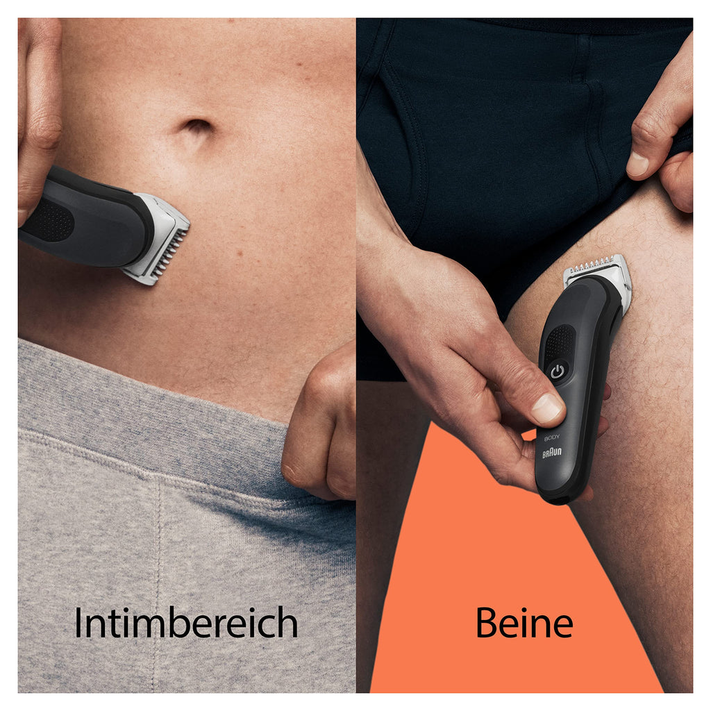 Bodygroomer Series 3, Elektrischer Körperrasierer Herren mit 3 Zubehörteile, BG3340, Schwarz/Grau by Barttio